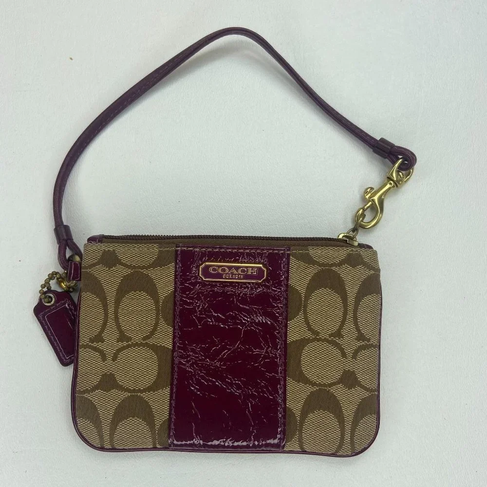 Coach Wristlet Tan and Burgundy